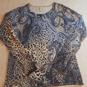 Chico's button sleeve animal print sweater